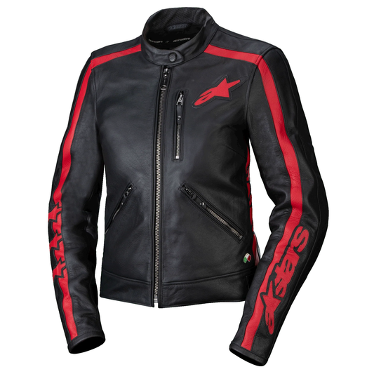 Alpinestars Stella Dyno Leather Jacket -  Black/Haute Red