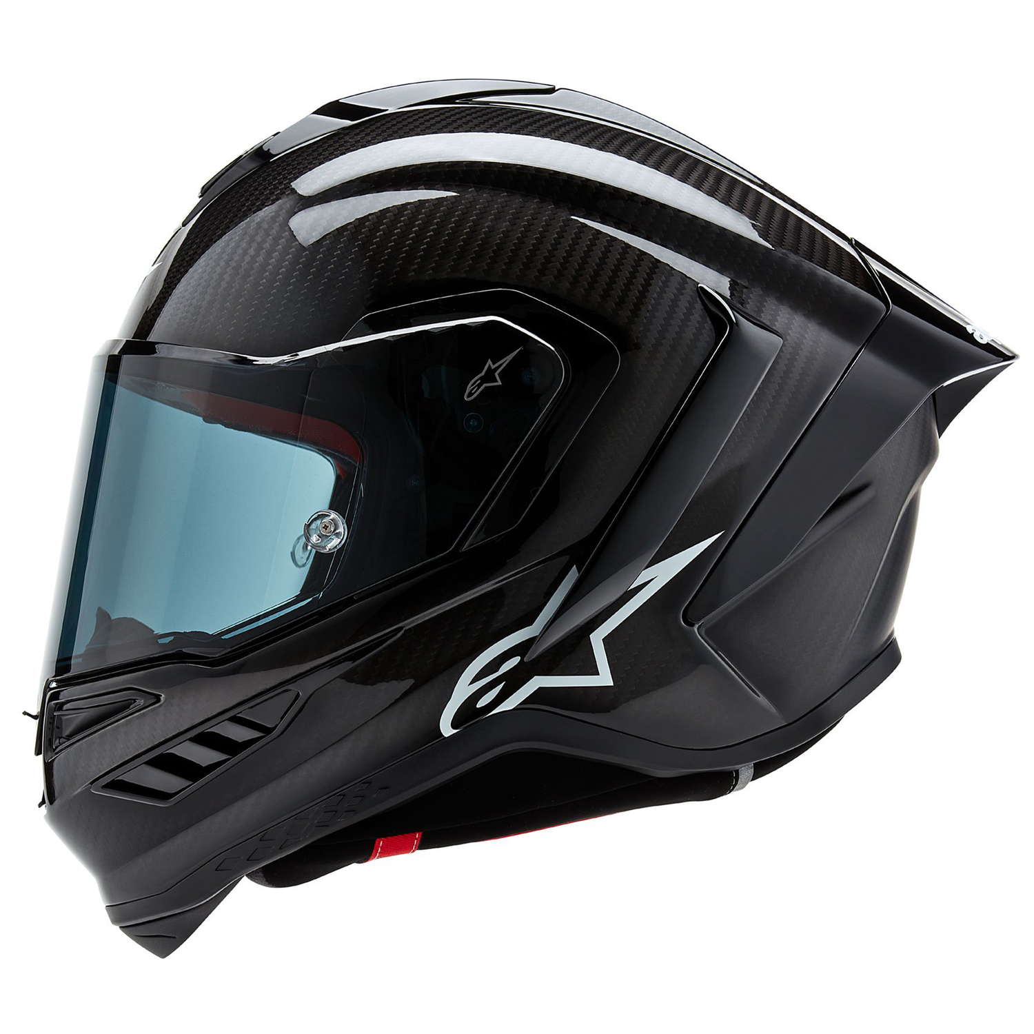 Alpinestars Alpinestars Supertech R10 - Solid Matt and Gloss Black Carbon - Includes Tinted Visor - Side View