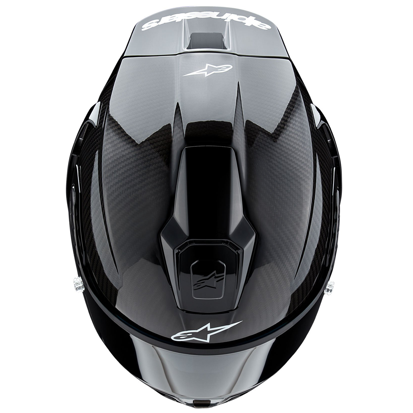 Alpinestars Alpinestars Supertech R10 - Solid Matt and Gloss Black Carbon - Includes Tinted Visor - Rear View