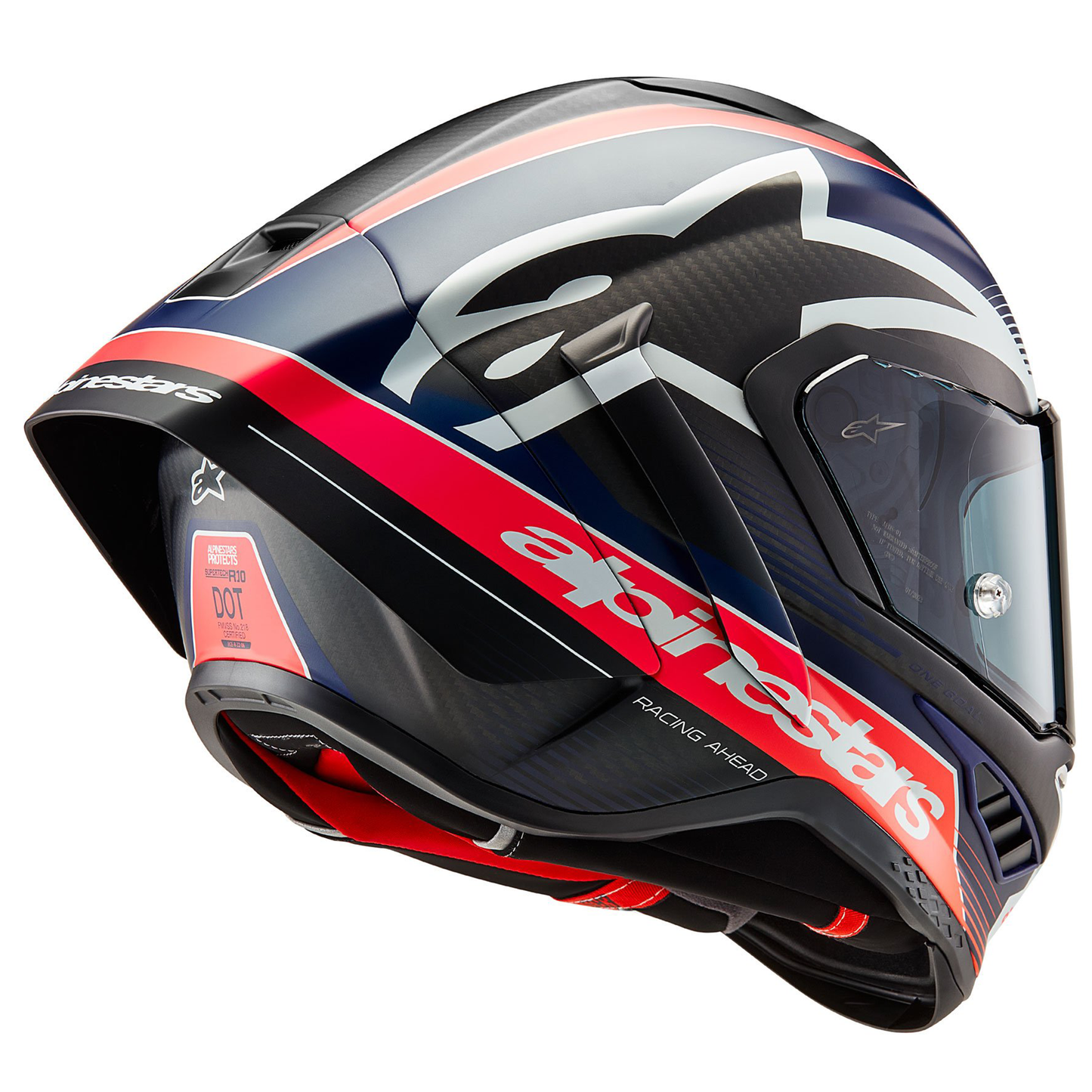 Alpinestars Supertech R10 - Team Black Carbon/Flo Red/Matt Blue - Includes Tinted Visor