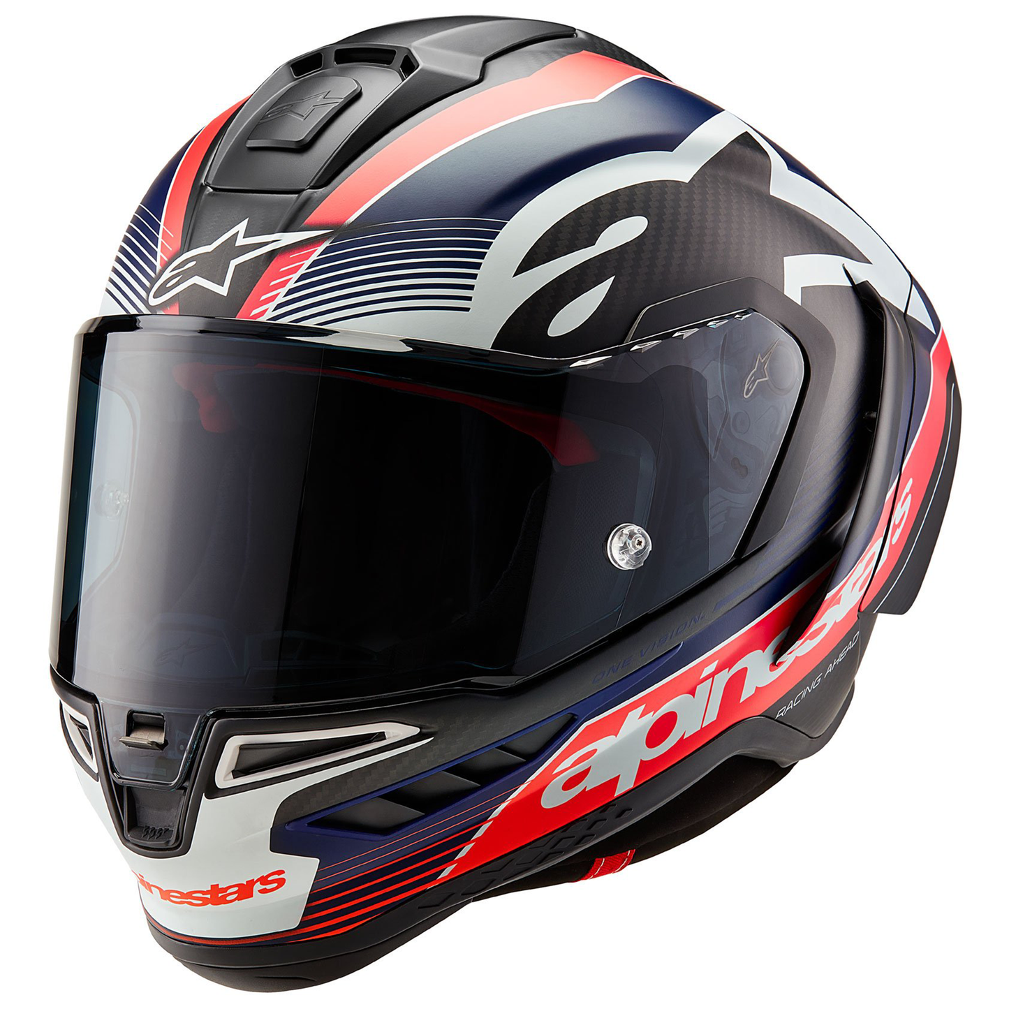 Alpinestars Supertech R10 - Team Black Carbon/Flo Red/Matt Blue - Includes Tinted Visor