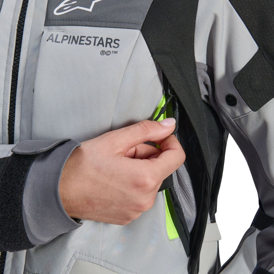 Alpinestars Alpinestars Stella Andes V4 Drystar Jacket Ice Gray Dark Gray Black Yellow Fluo - Rear View