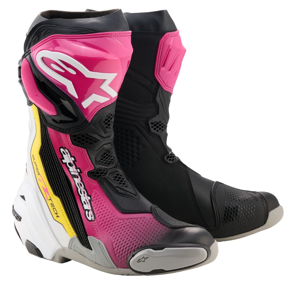 Alpinestars Alpinestars Supertech R Boots Black / Magenta / Yellow - Rear View