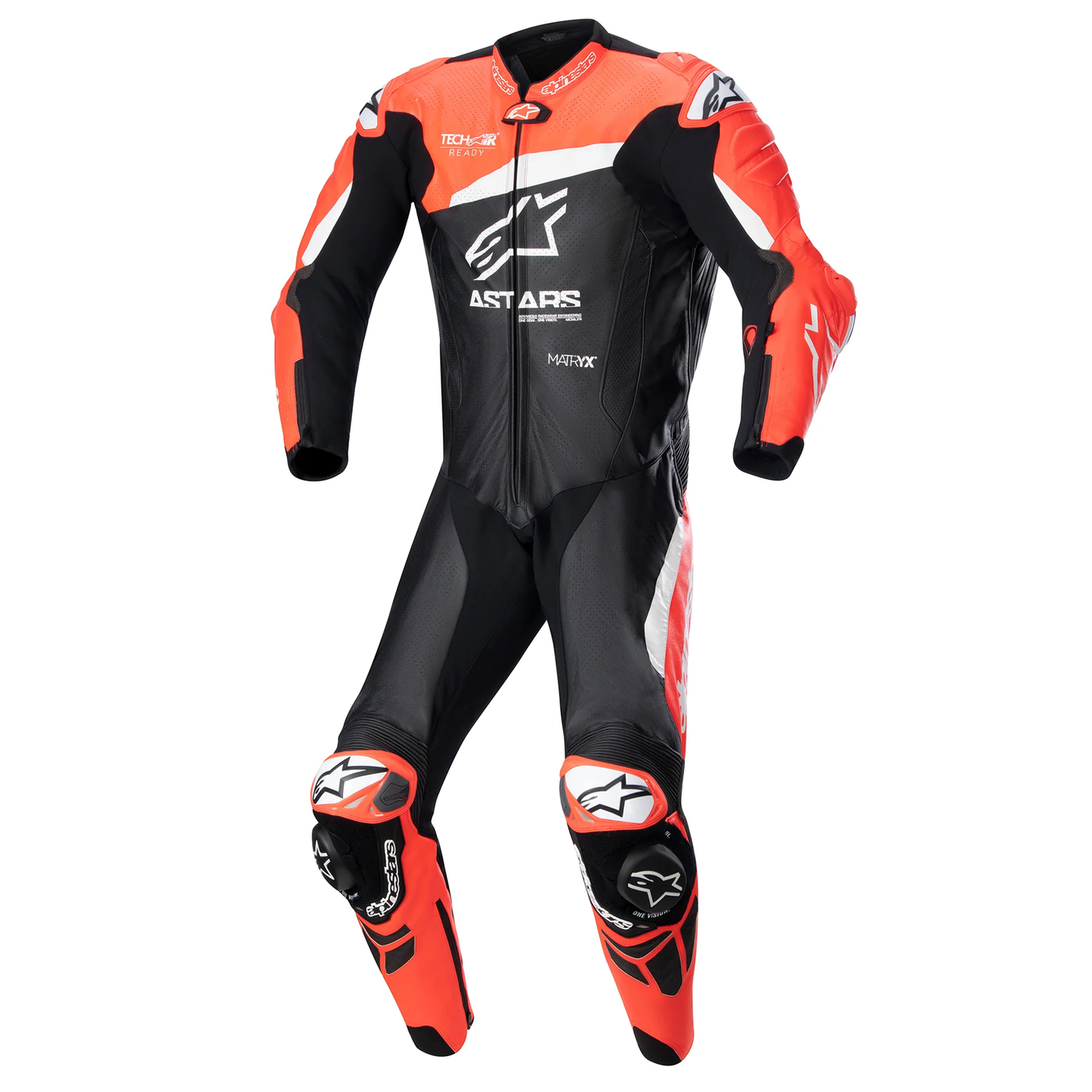 Alpinestars GP Plus V4 1 Piece Leather Suit - Black/Flo Red/White