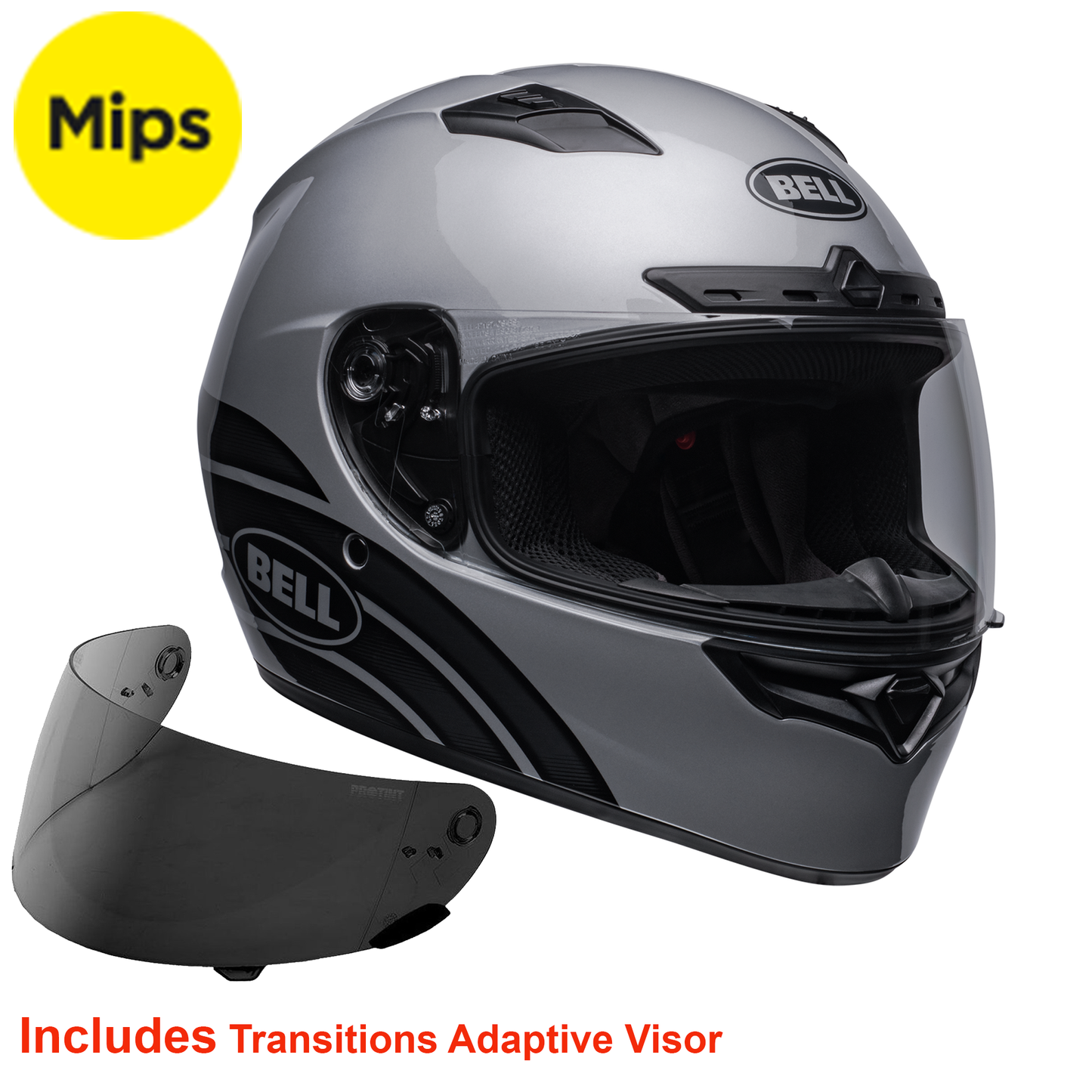 Bell Qualifier DLX Mips - ACE-4 Grey/Charcoal - Includes Transitions Visor