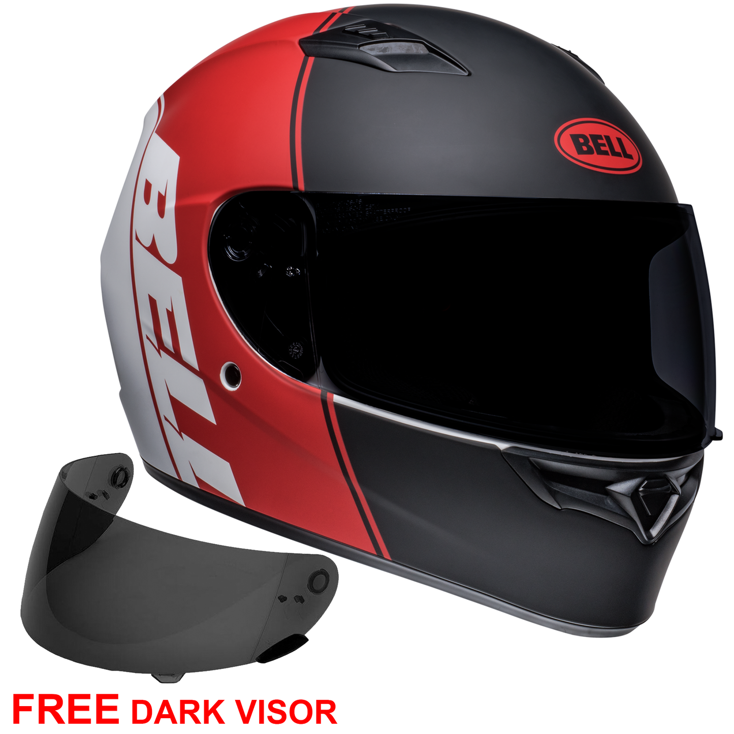 Bell Qualifier - Ascent Black/Red - Free Dark Visor