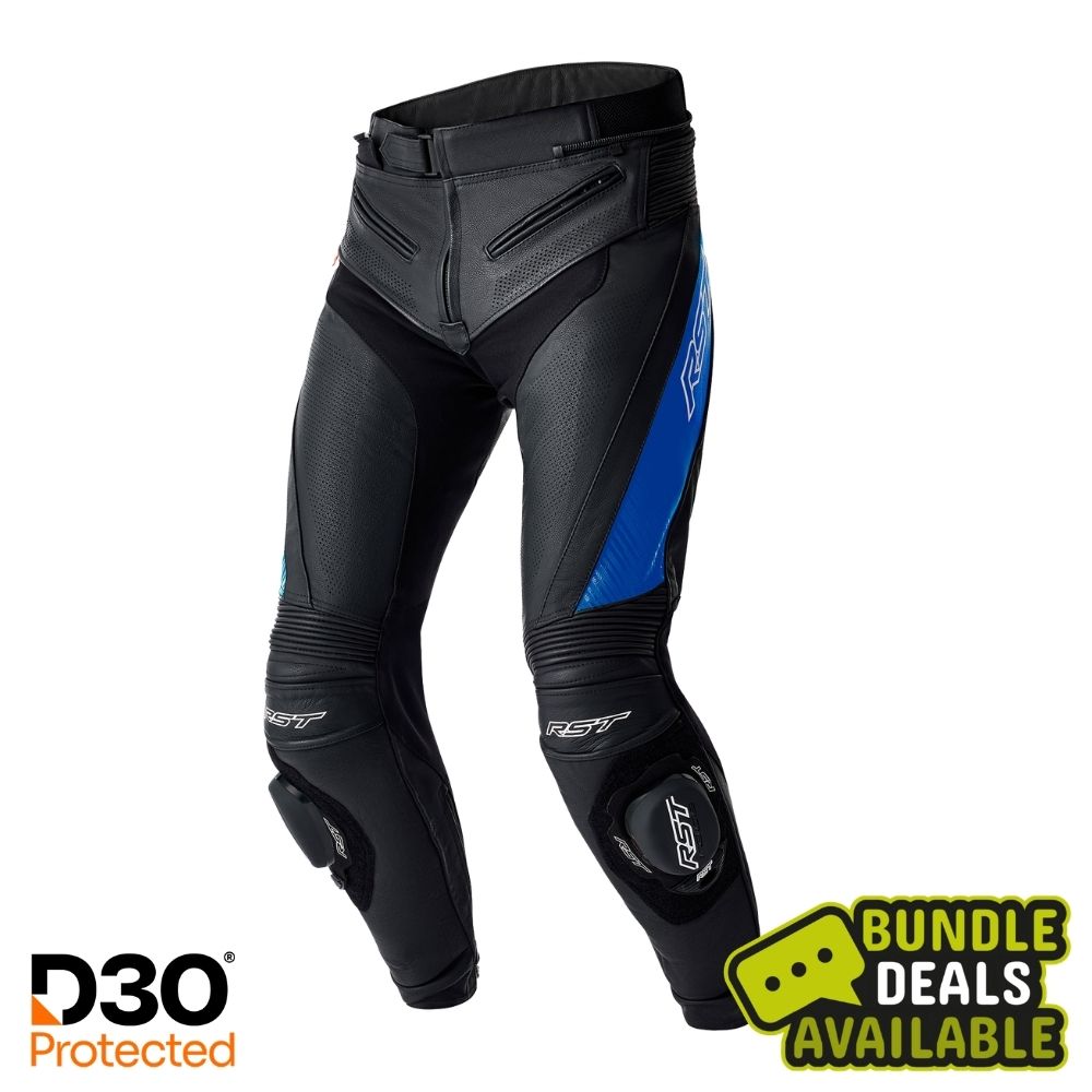 RST Tractech Evo D3O Leather Regular Pants Black/Blue