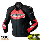 RST TRACTECH EVO D3O LEATHER JACKET - BLACK / FLUO RED