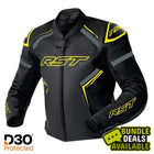 RST S1 D3O Men's Leather Jacket - Black / Grey / Flo Yellow