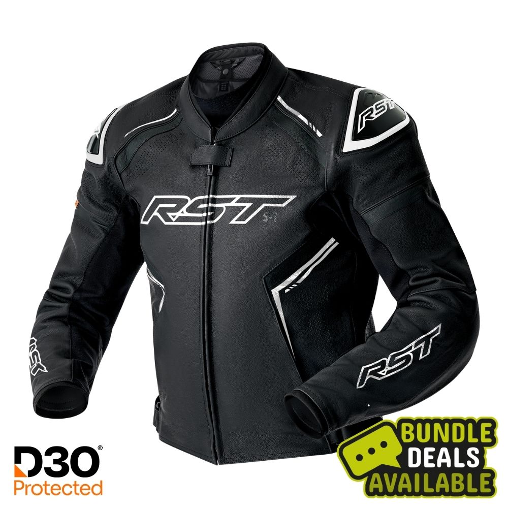 RST S1 D3O Men's Leather Jacket - Black / White