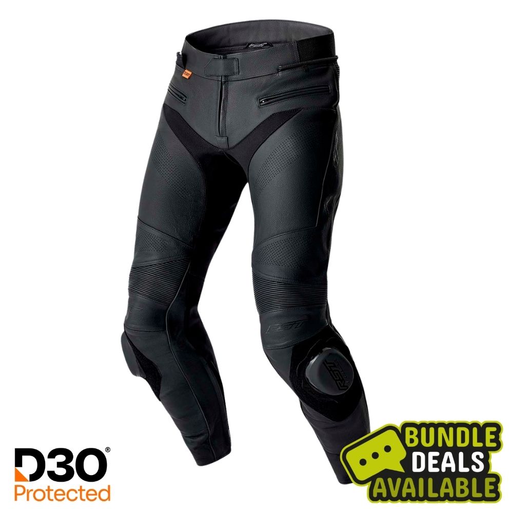 RST S1 D3O Men's Short Leg Leather Pants - Black/Black