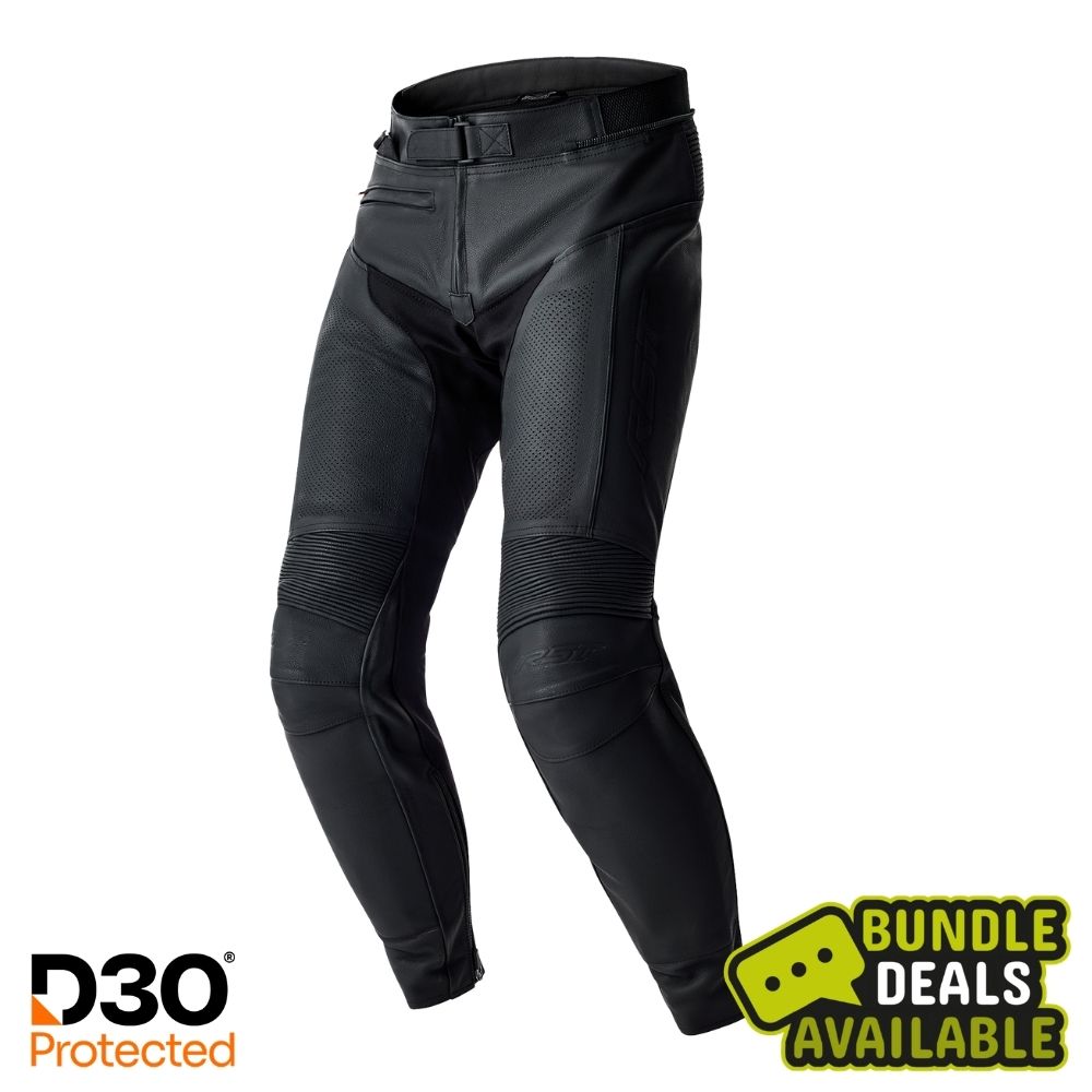 RST T2 D3O Leather Pants - Black/Black