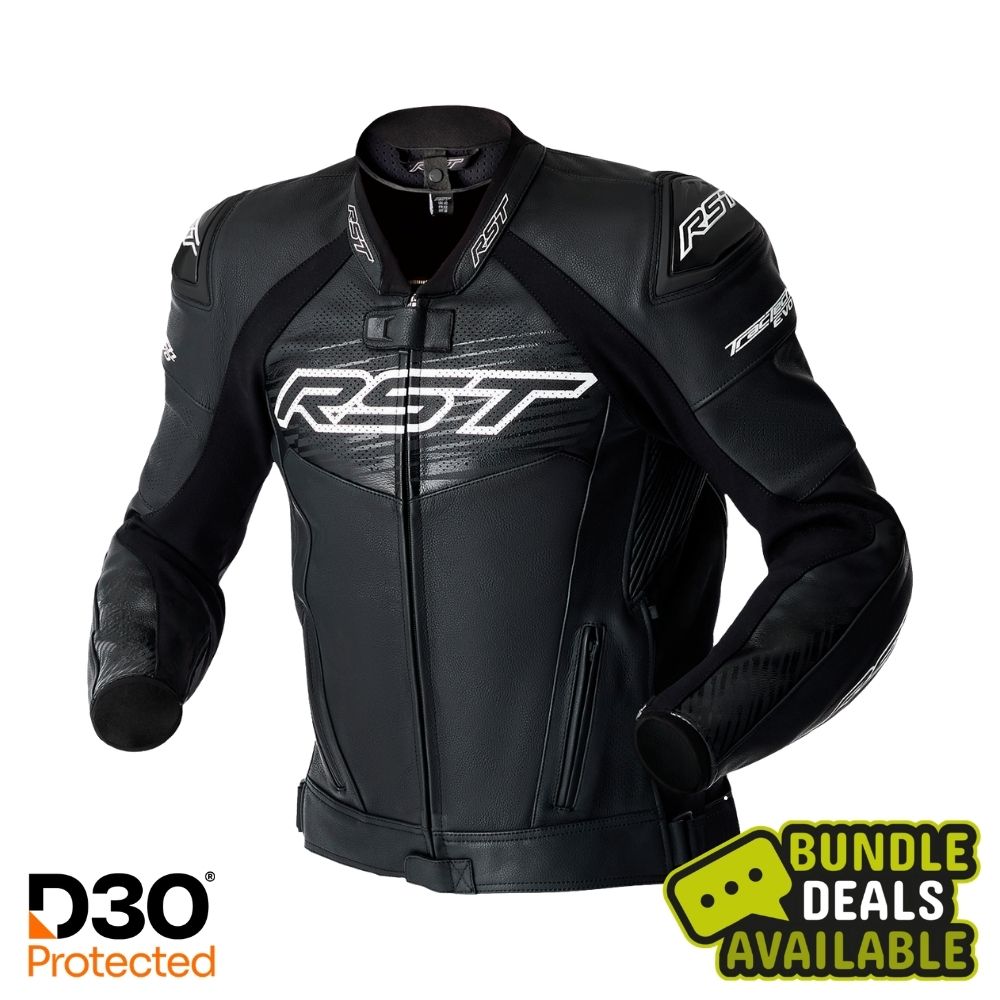 RST TRACTECH EVO D3O LEATHER JACKET - BLACK / WHITE