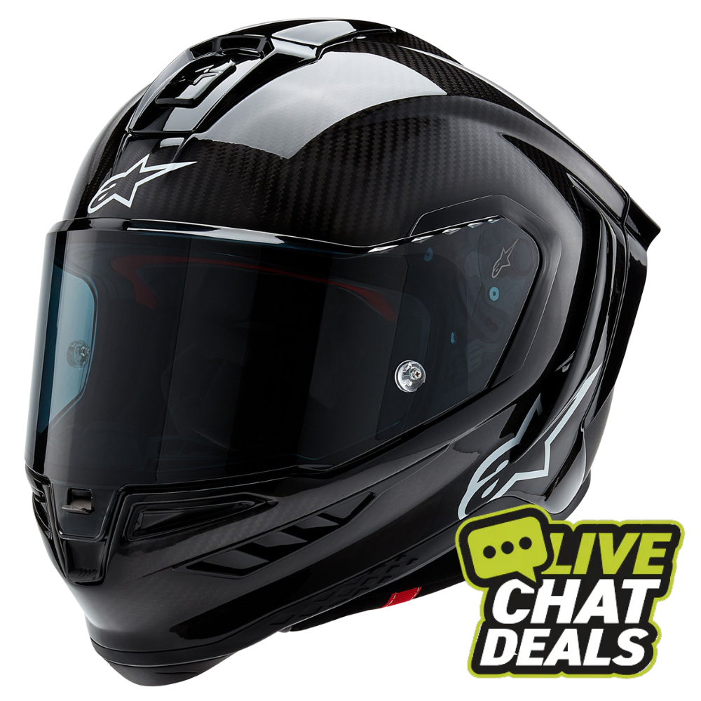 Alpinestars Supertech R10 - Solid Matt and Gloss Black Carbon - Includes Tinted Visor