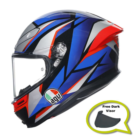 AGV K6-S Slashcut - Black/Blue/Red (Free Dark Visor Worth £89.99)