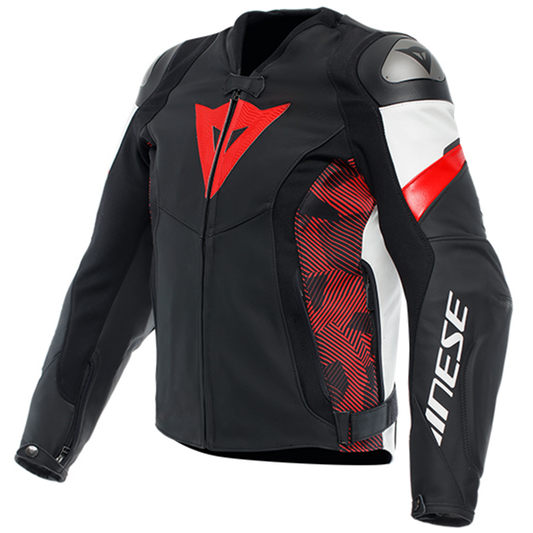 Dainese Avro 5 Leather Jacket - Black/Lava Red/White