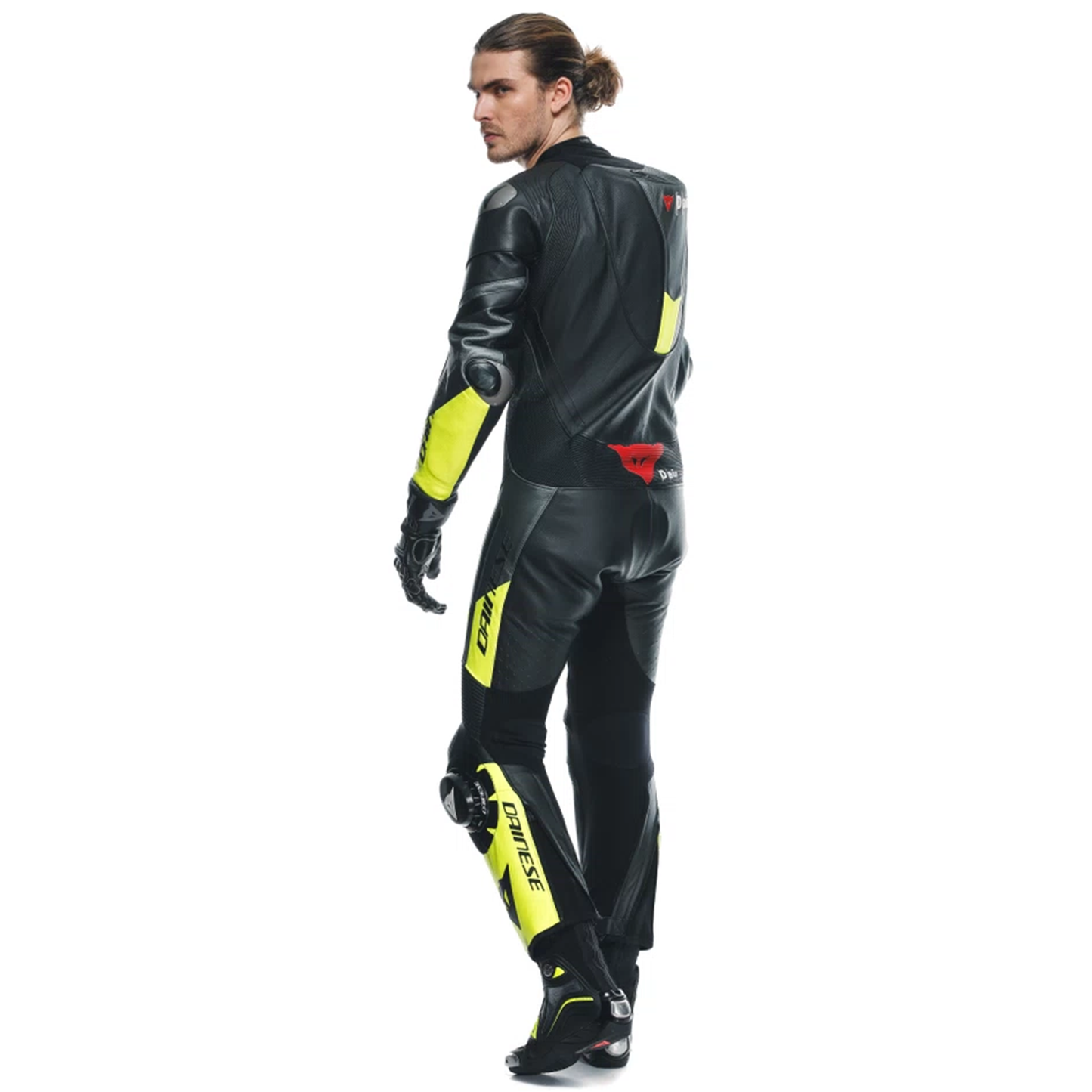 Dainese Misano 3 Perforated D-Air 1 Piece Leather Suit - Black/Flo Yellow (P18)