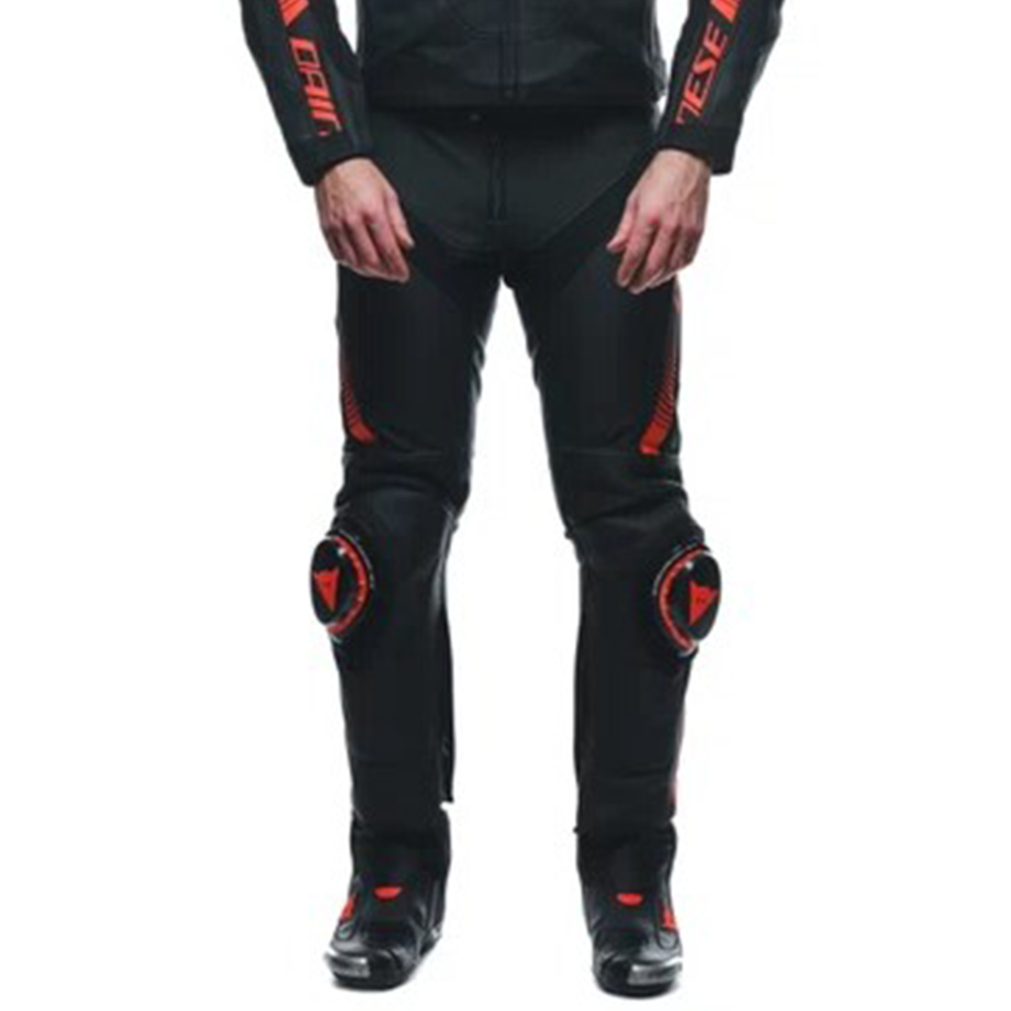 Dainese Super Speed Leather Regular Pants - Black/Flo Red (628)