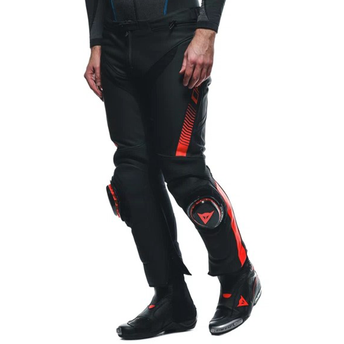 Dainese Super Speed Leather Regular Pants - Black/Flo Red (628)