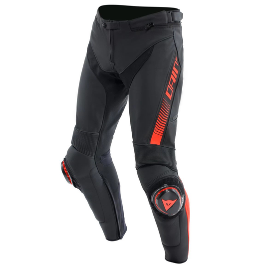 Dainese Super Speed Leather Regular Pants - Black/Flo Red (628)