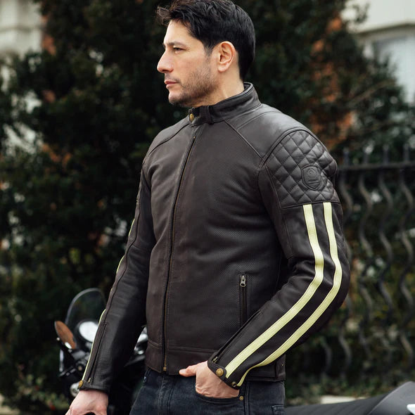 Merlin Icon D3O® Leather Jacket - Brown / Cream