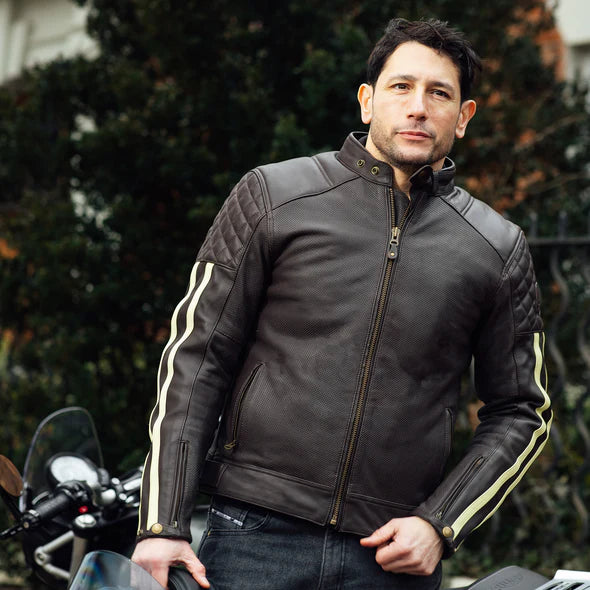 Merlin Icon D3O® Leather Jacket - Brown / Cream