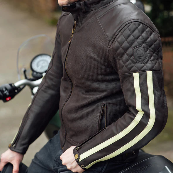 Merlin Icon D3O® Leather Jacket - Brown / Cream