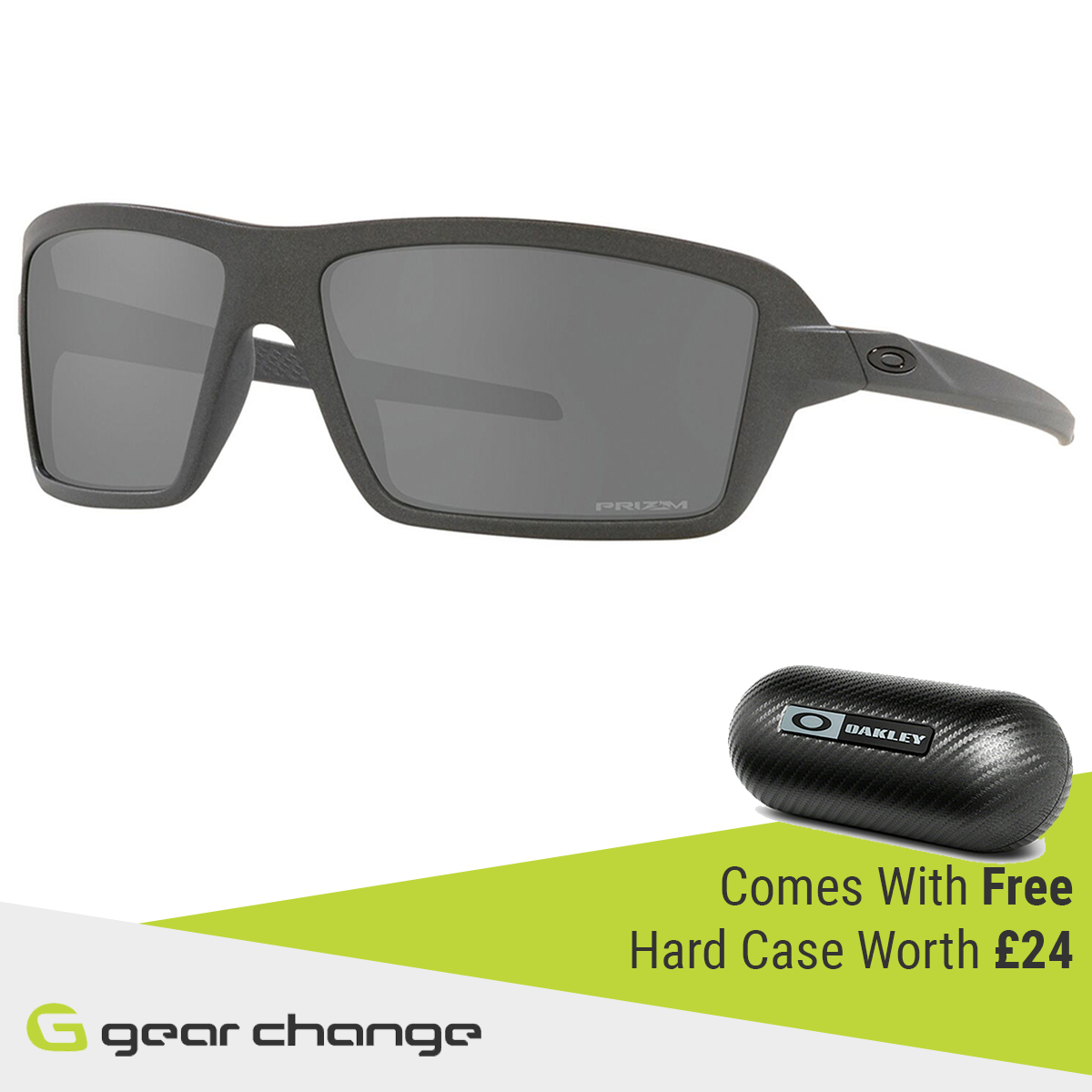 Oakley Cables Sunglasses (Steel) Prizm Black Lens - Free Case