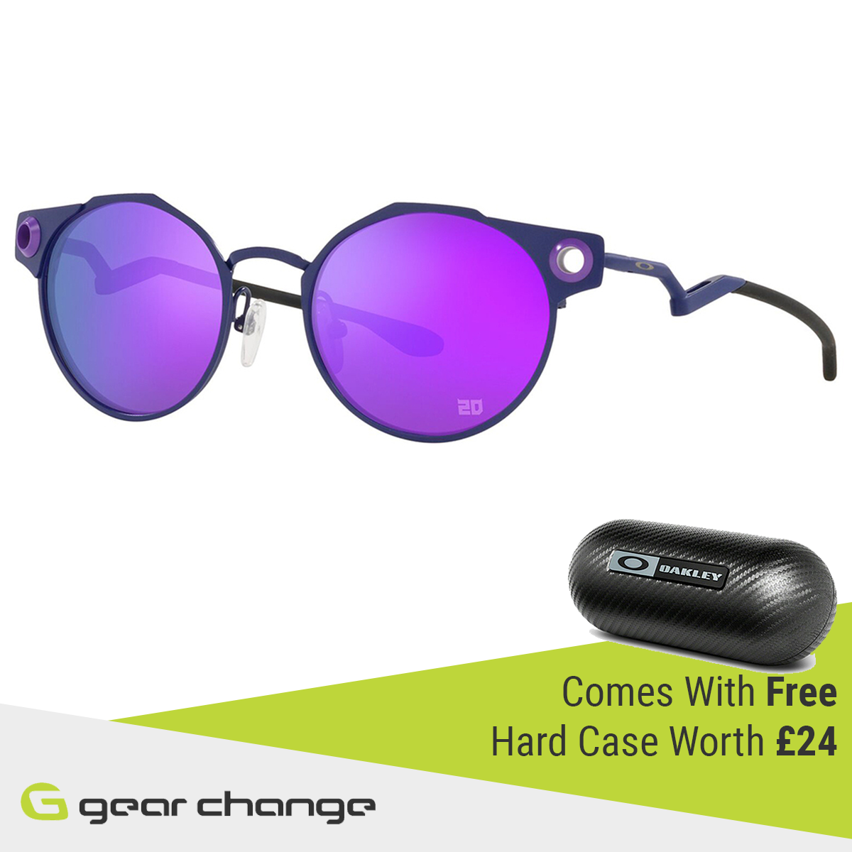 Oakley Deadbolt Sunglasses (MotoGP FQ Matte Navy) Prizm Violet Lens - Free Case
