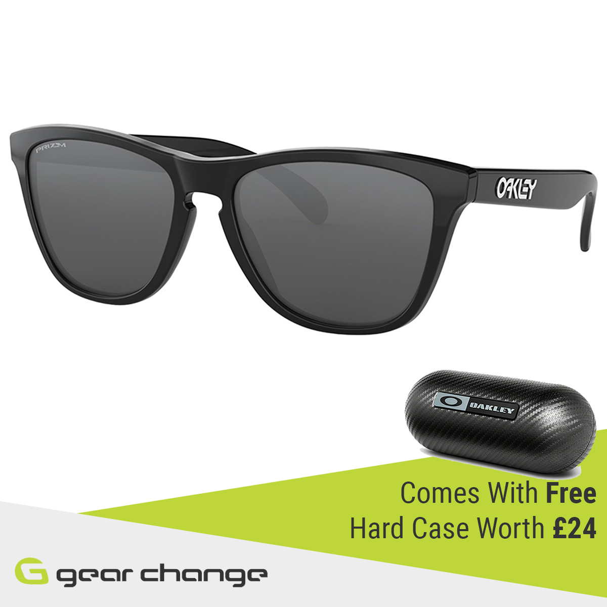 Oakley Frogskins Sunglasses (Polished Black) Prizm Black Lens - Free Case