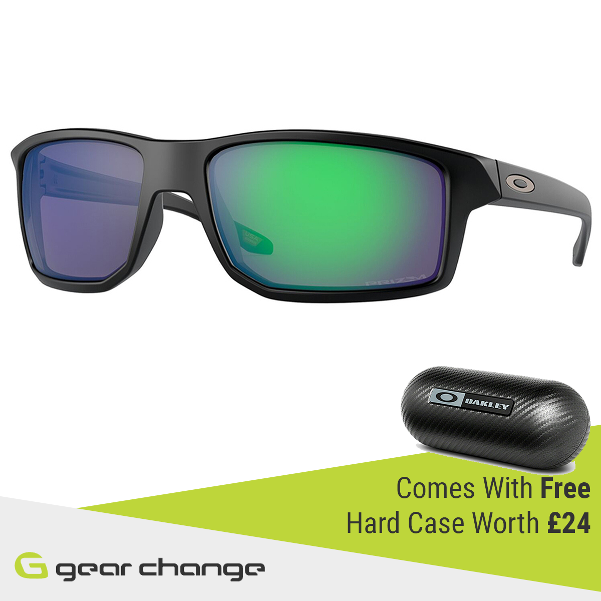 Oakley Gibston Sunglasses (Matte Black) Prizm Jade Lens - Free Case