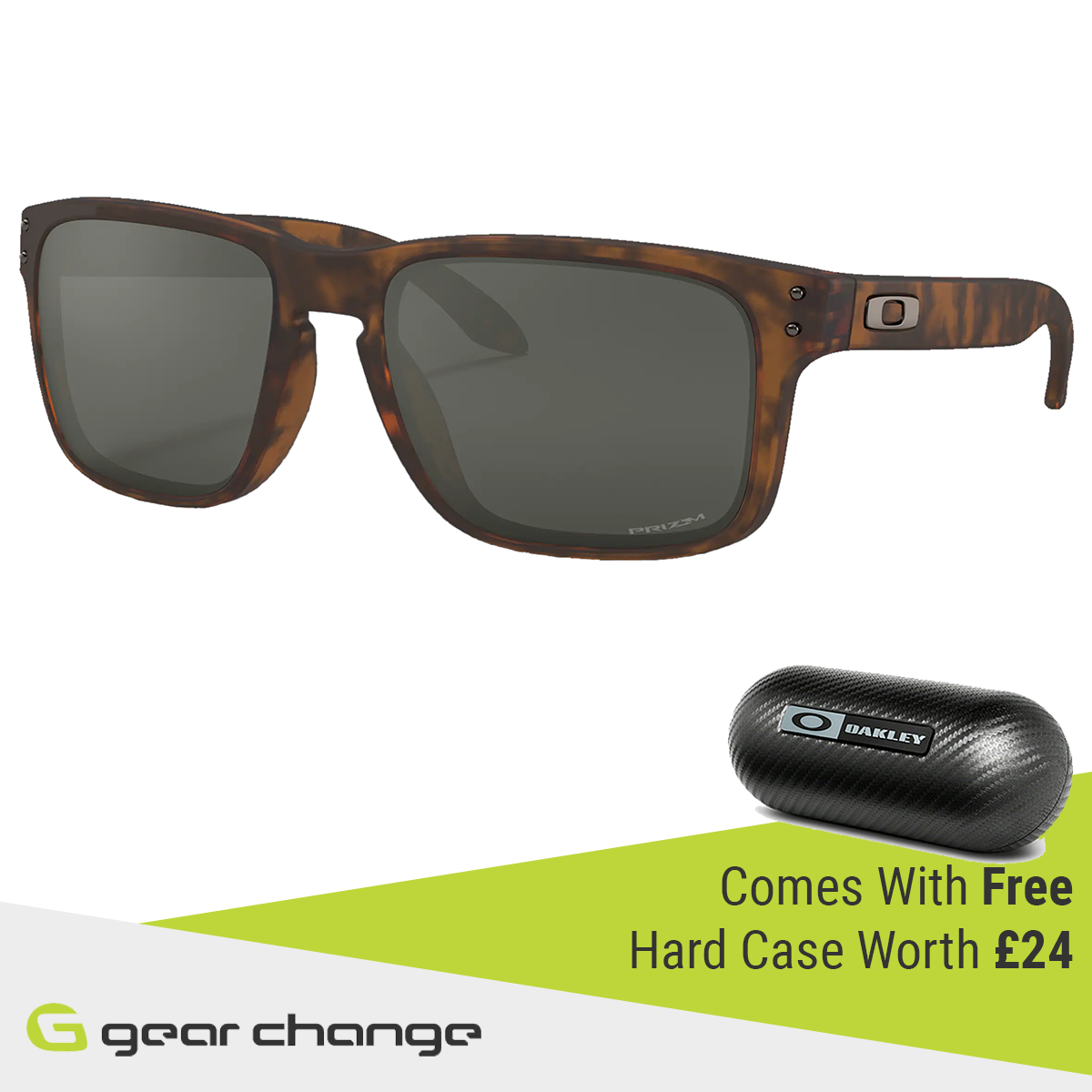 Oakley Holbrook Sunglasses (Matte Brown Tortoise) Prizm Black Lens - Free Case