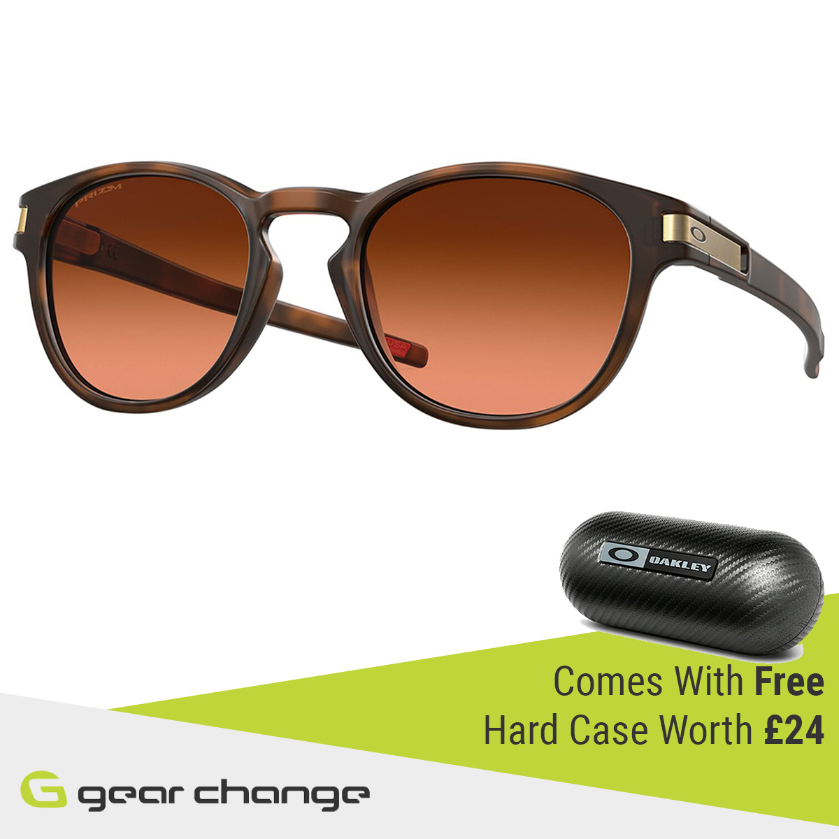Oakley Latch Sunglasses (Matte Brown Tortoise) Prizm Brown Gradient Lens - Free Case
