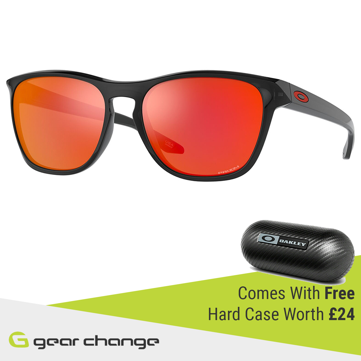 Oakley Manorburn Sunglasses (Black Ink) Prizm Ruby Lens - Free Case