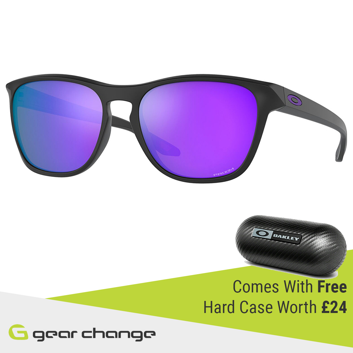 Oakley Manorburn Sunglasses (Matte Black) Prizm Violet Lens - Free Case