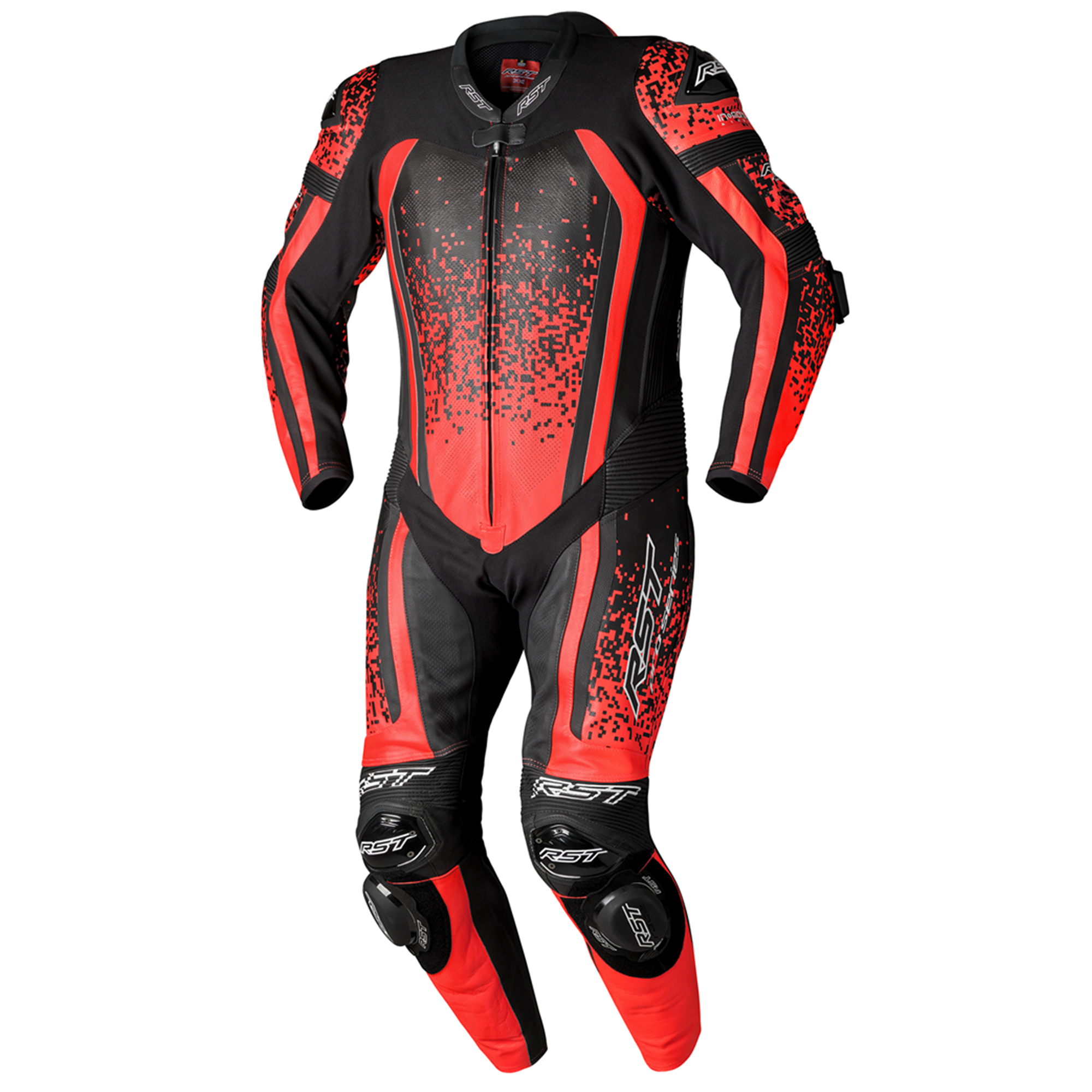 RST Pro Series Evo Airbag Men's Leather Suit - Flo Red / Black ...