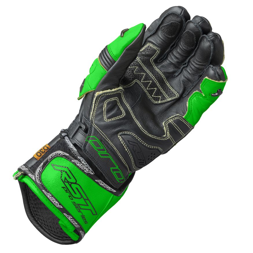RST RST Pro Series GP D30 Gloves Black / Flo Green - Side View