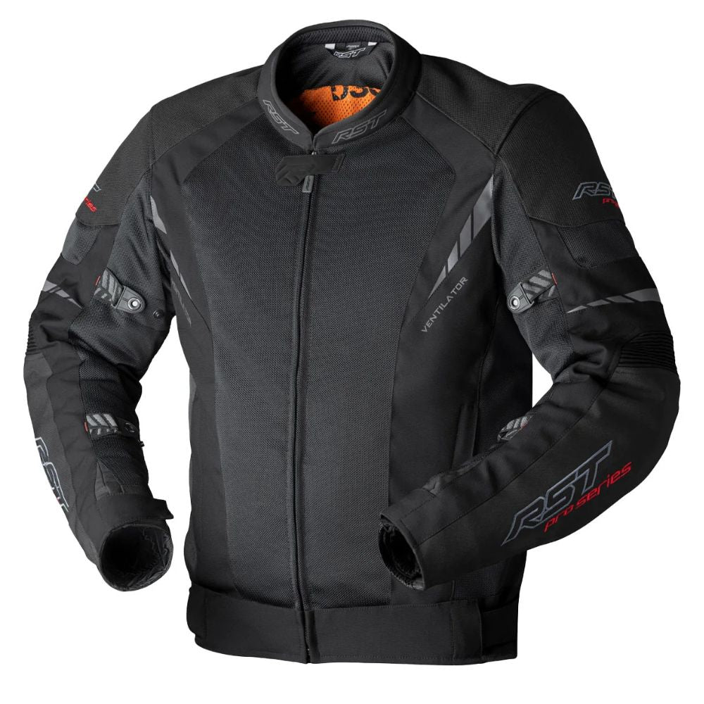 RST RST Pro Series Ventilator D30 Men's Textile Jacket - Black / Black - Front View
