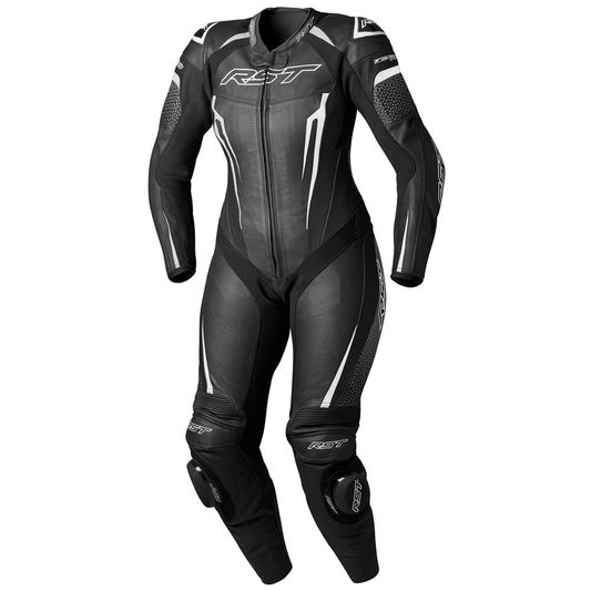 RST Tractech Evo 5 One Piece Ladies Leather Suit (CE) - Black/White/Black