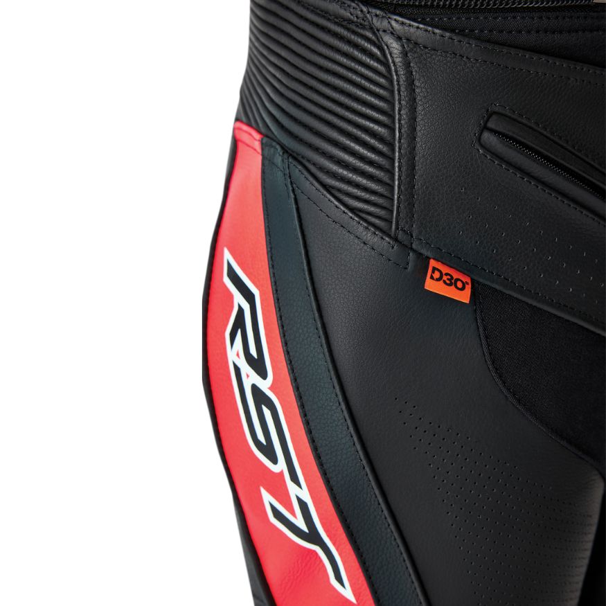 RST RST Tractech Evo D30 Leather Regular Pants Black/Flo Red - Rear View