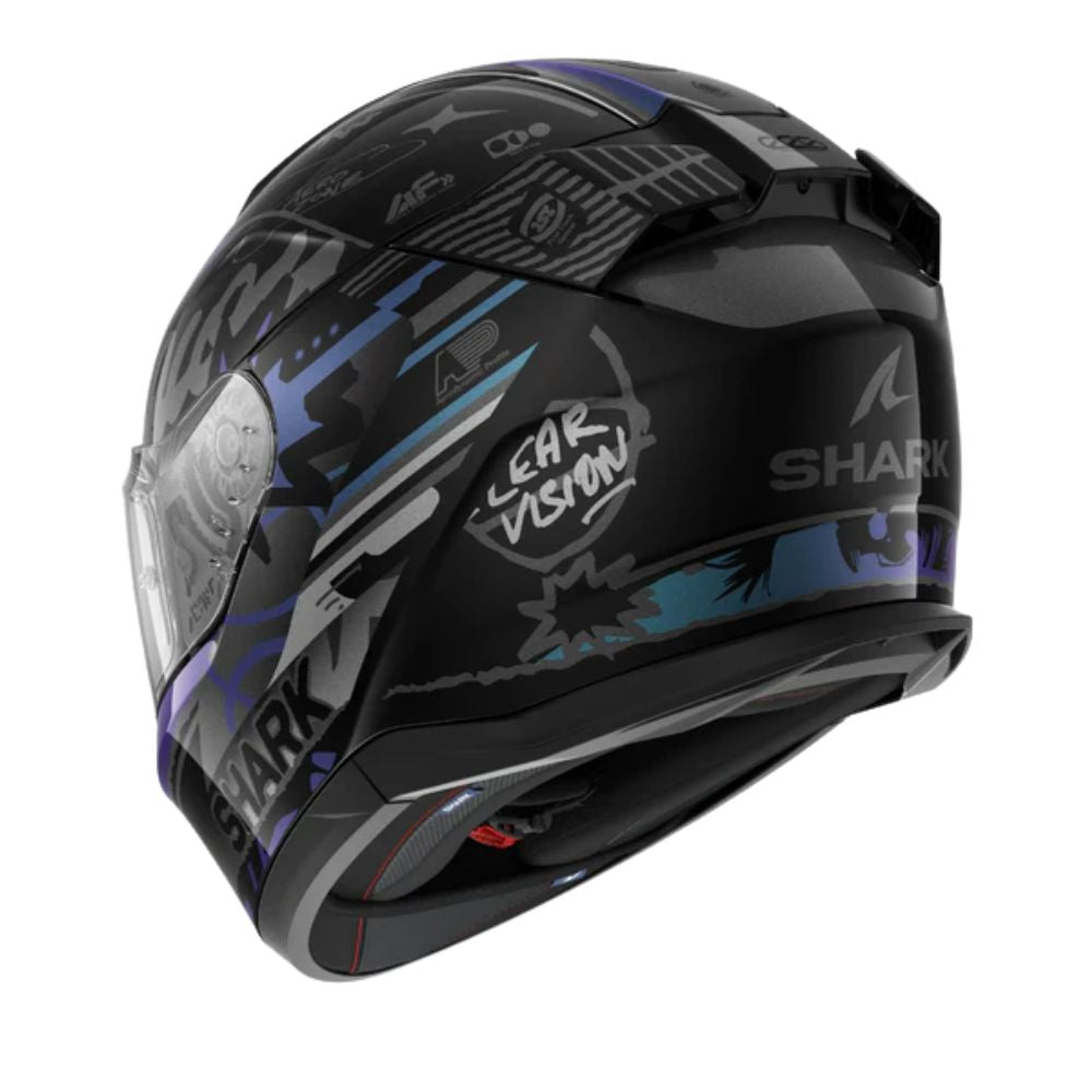 Shark SHARK D-SKWAL 3 STREETRUSH Black/Green/Pearl - Rear View