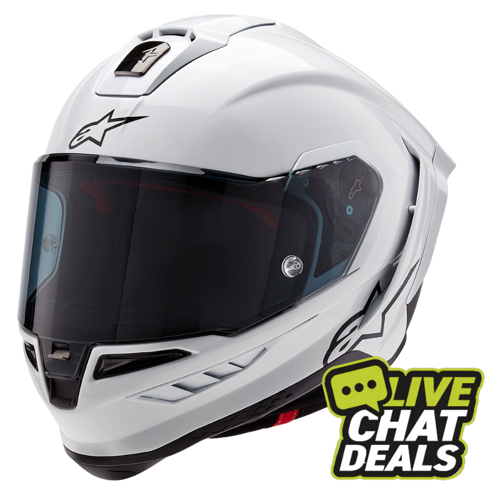 Alpinestars Supertech R10 - Solid Gloss White/Matt Black - Includes Tinted Visor