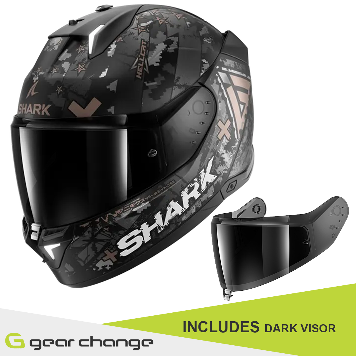 Shark Skwal i3 - Hellcat Matt KUA - Includes Dark Visor