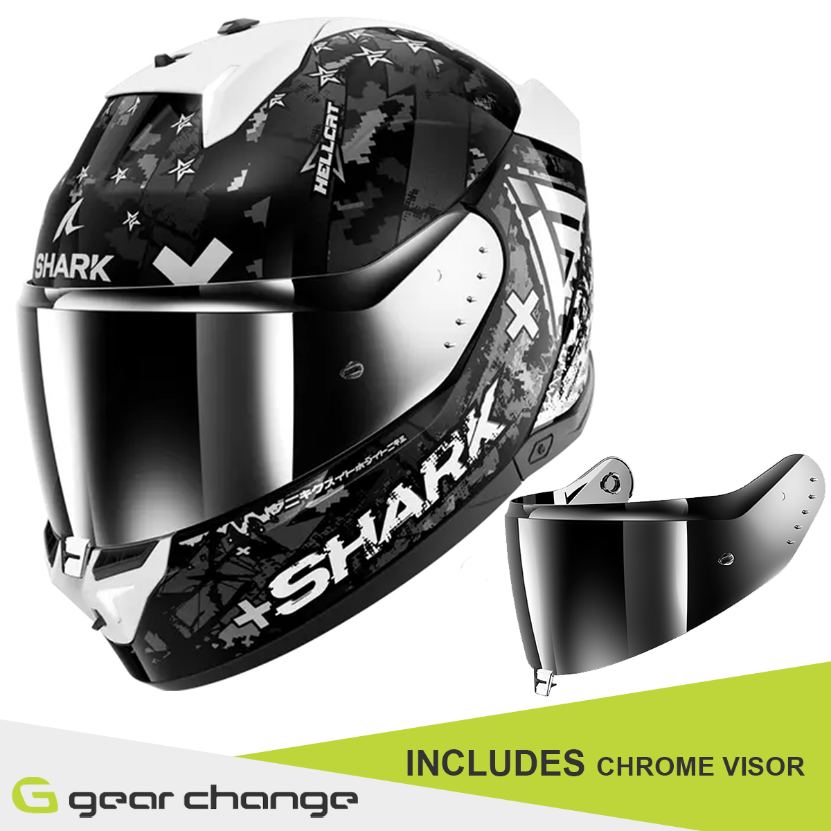 Shark Skwal i3 - Hellcat KUS - Includes Chrome Visor