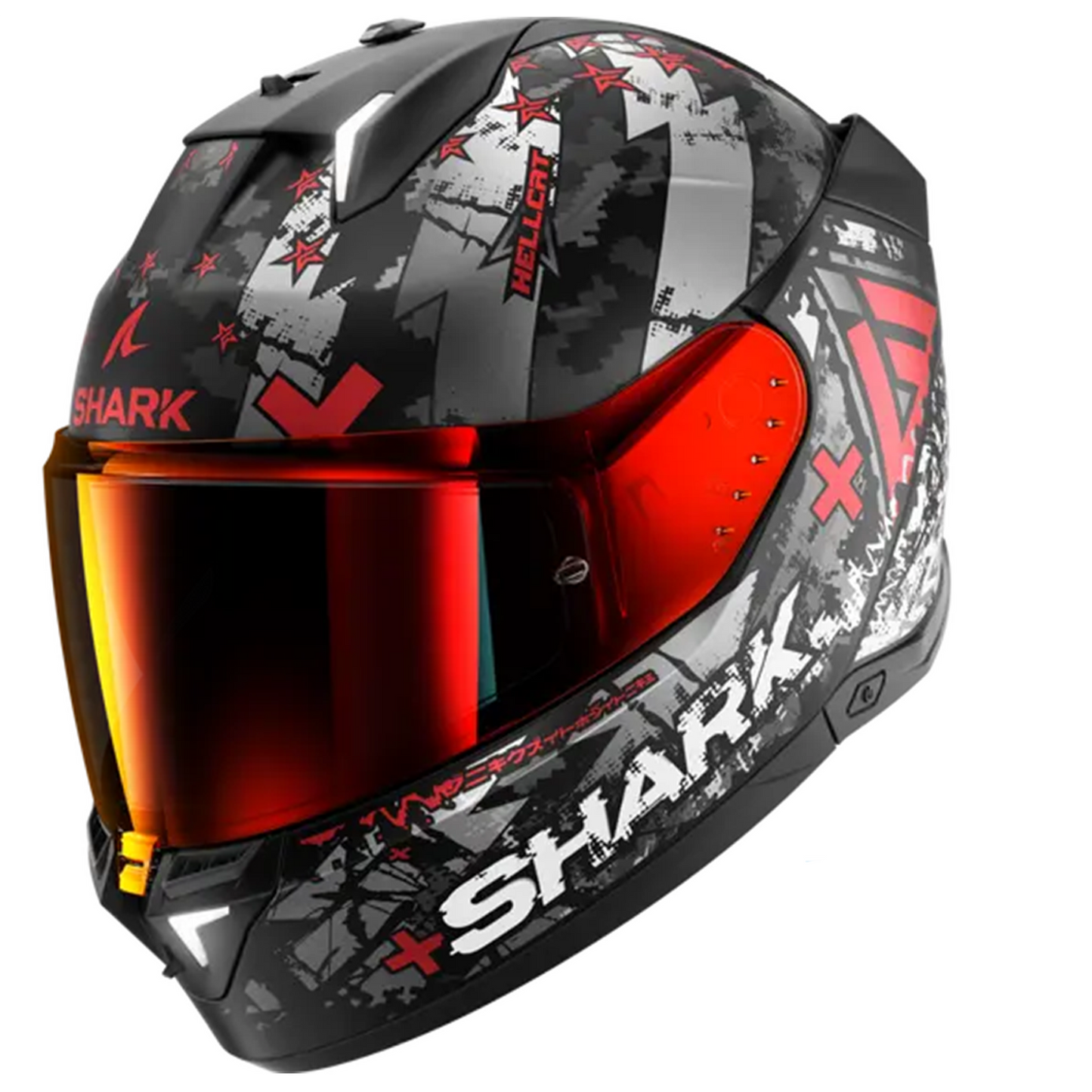 SHARK Skwal I3 Hellcat Casco Moto Integrale - Con LED Integrati, Schermo Fumé Incluso, Omologazione ECE 22.06, Taglia XXL