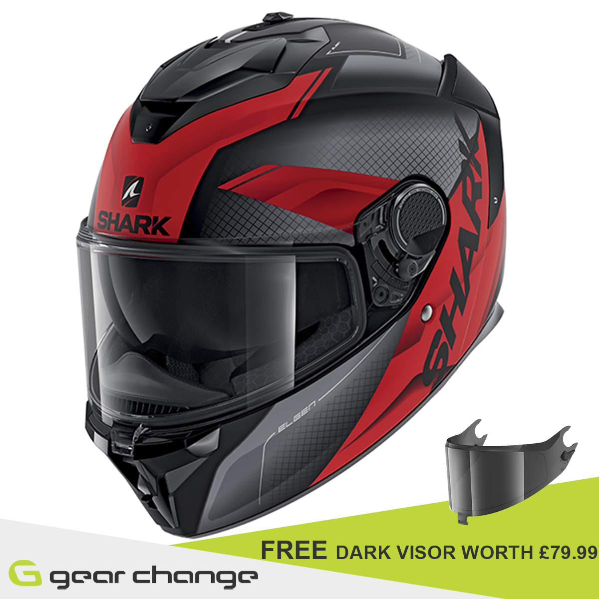 Shark Spartan GT - Elgen MAT KAR - Free Dark Visor