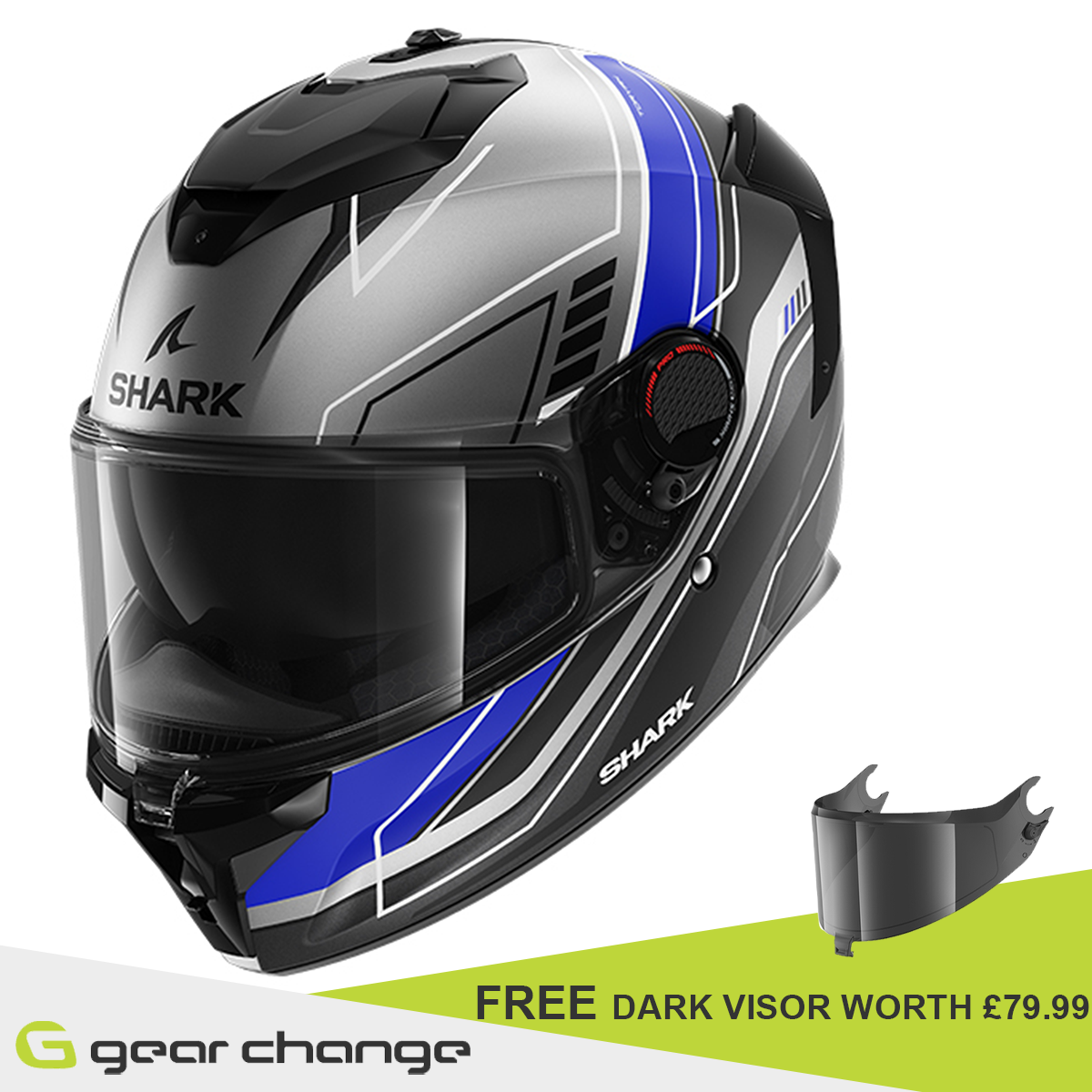 Shark Shark Spartan GT Pro - Toryan Mat ABK -  Free Dark Visor - Front View