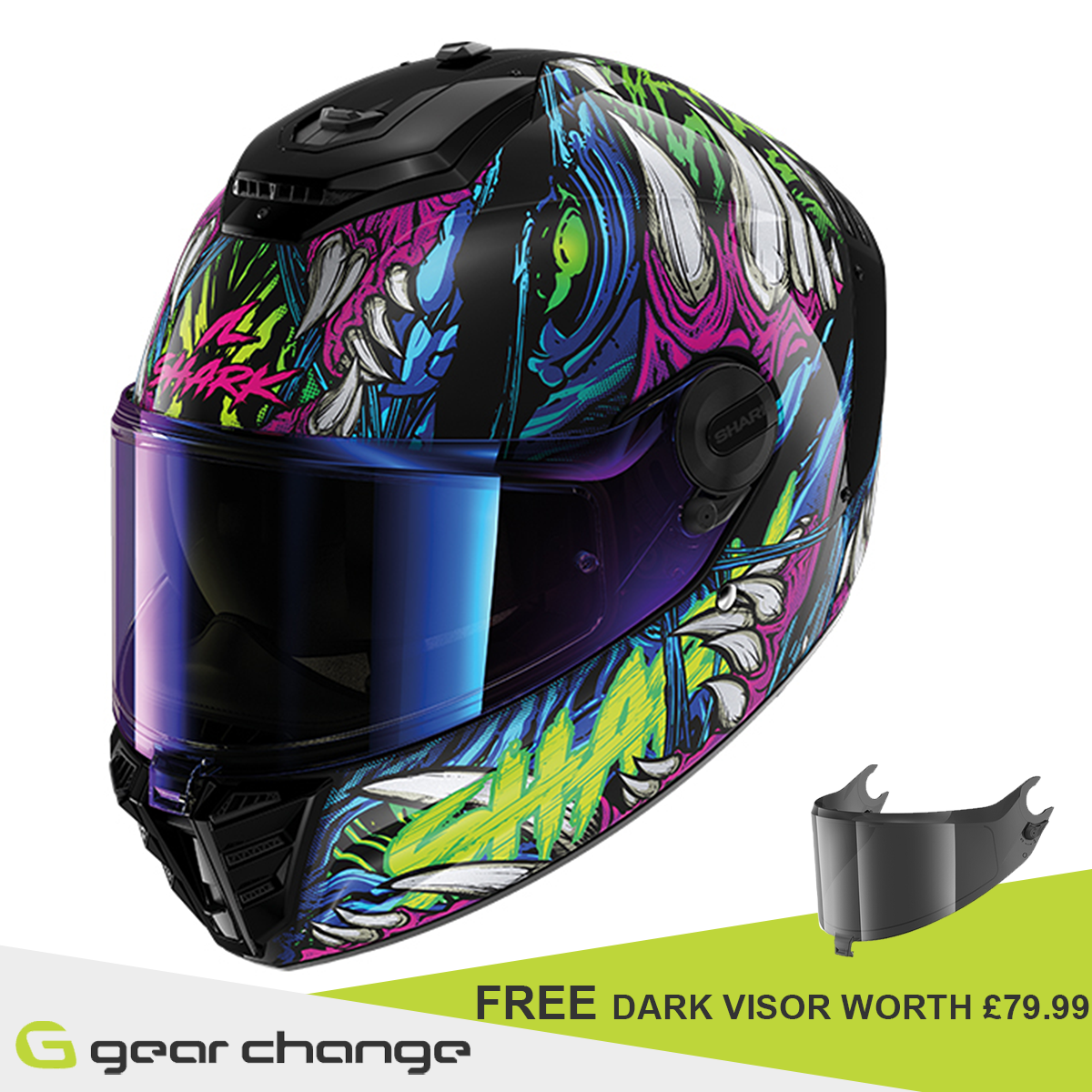 Shark Spartan RS - Shaytan KGV - Free Dark Visor