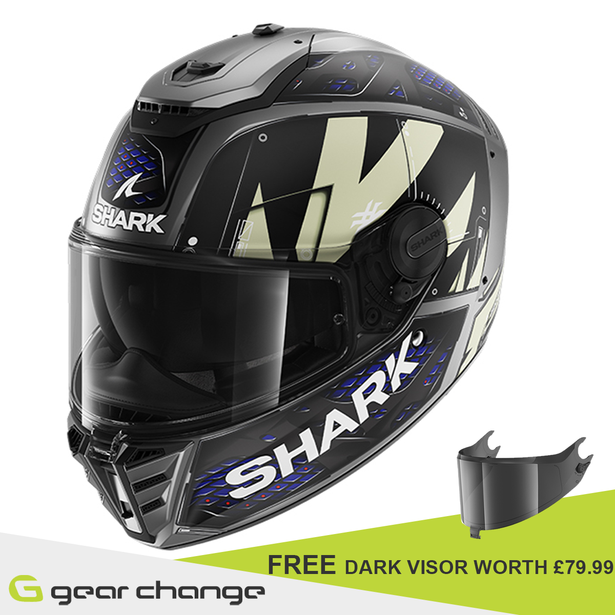 Shark Spartan RS - Stingrey Mat AAB  - Free Dark Visor