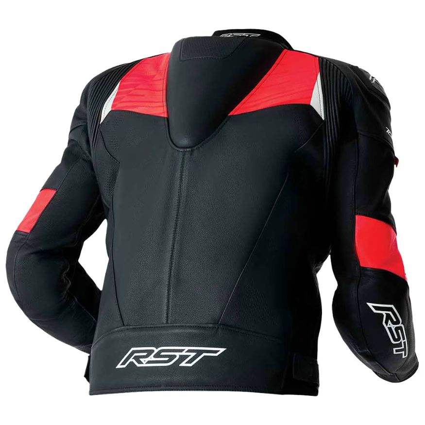 TRACTECH EVO D30 LEATHER JACKET - BLACK / FLUO RED 